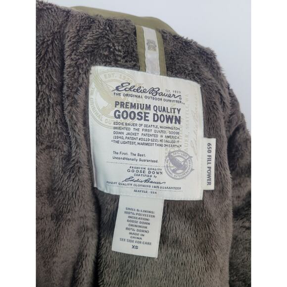 Eddie Bauer Women's Goose Down Hooded Puffer Vest Green Olive Size XS - Picture 8 of 10